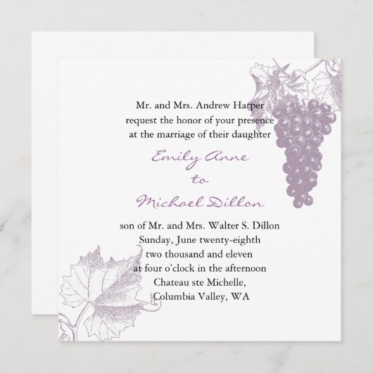 ヴィネヤード結婚式招待状 招待状 (正面/裏面)