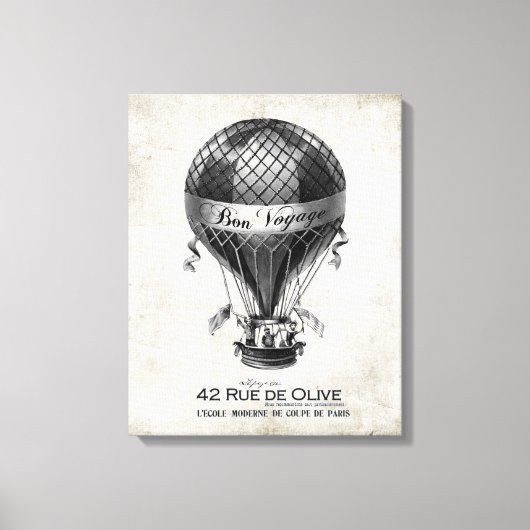 ヴィネージフランスの熱気球の伸ばしたキャンバス キャンバスプリント (正面)