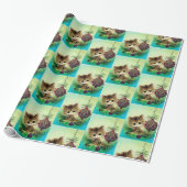 ヴィネージレトロクリスマスキャットホリデーパーティーのラップ ラッピングペーパー (アンロールド)