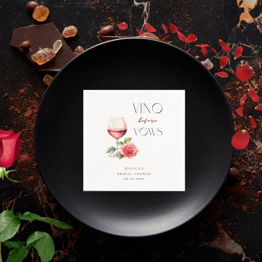 ヴィノウィズフォーズピンクワインテーマブライダルシャワー スタンダードカクテルナプキン