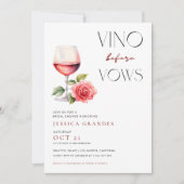 ヴィノウィズフォーズピンクワインテーマブライダルシャワー 招待状 (正面)