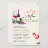 ヴィノウィズフォーズピンクワインテーマブライダルシャワー 招待状 (正面)