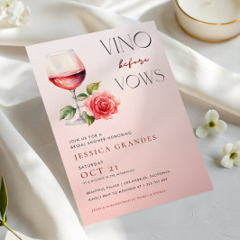 ヴィノウィズフォーズピンクワインテーマブライダルシャワー 招待状