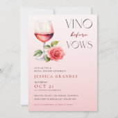 ヴィノウィズフォーズピンクワインテーマブライダルシャワー 招待状 (正面)