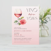 ヴィノウィズフォーズピンクワインテーマブライダルシャワー 招待状 (スタンド正面)