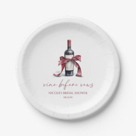 ヴィノウィズレッドワインワインボトルボウブライダルシャワー ペーパープレート
