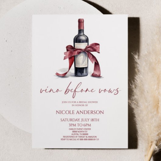 ヴィノウィズレッドワインワインボトルボウブライダルシャワー 招待状