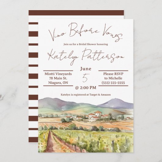 ヴィノウィーブウズヴィネヤードブライダルシャワー 招待状 (正面/裏面)