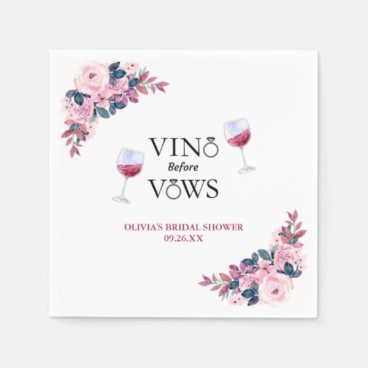 ヴィノウィーブーズフローラワイナリーブライダルシャワー スタンダードカクテルナプキン (正面)