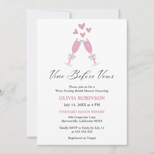 ヴィノウィーヴズウィエレガントニーブライダルシャワー 招待状 (正面)