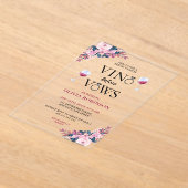 ヴィノウィーヴューフローラワインテーマブライダルシャワー アクリル招待状 (レイダウン)