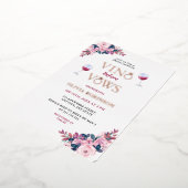ヴィノウィーヴューフローラワインテーマブライダルシャワー 箔招待状 (回転した状態)