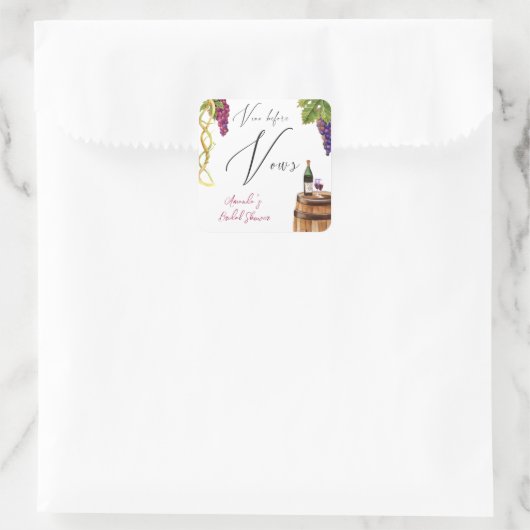 ヴィノウィーヴューワイナリーブライダルシャワーデコール スクエアシール (バッグ)