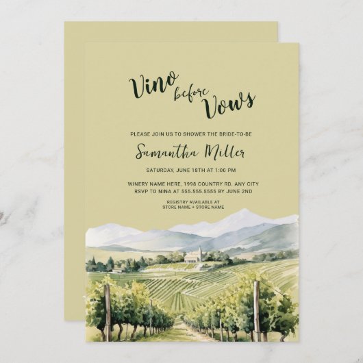 ヴィノビウインワインワイナリーブライダルシャワー 招待状 (正面/裏面)