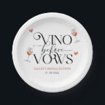 ヴィノビウズヴィネヤードブライダルシャワー ペーパープレート<br><div class="desc">ヴィン素朴ヤードテーマブライダルシャワー紙プレートワイングラスの水色イラストレーションとハート。</div>