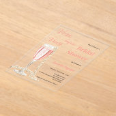 ヴィノビーフォーウズピンク澄んブライダルシャワー アクリル招待状 (レイダウン)