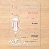 ヴィノビーフォーウズピンク澄んブライダルシャワー アクリル招待状 (正面)