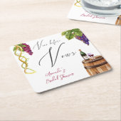 ヴィノ・ビフォア・ヴァウズ・ワイナリー ブライダルシャワーデコ スクエアペーパーコースター (アングル)