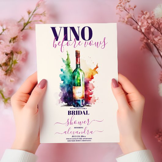 ヴィノ・ビフォア・ヴァウズ ワインブライダルシャワー バーガンディ 招待状