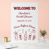 ヴィノ・ビフォー・ヴァウズ バーガンディ ブライダルシャワー アクリルサイン (ウェディング)