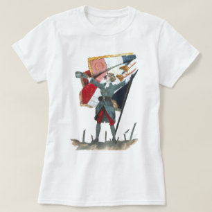 ヴィバラフランスフェミニスト軍隊ユニフォームと国旗 Tシャツ