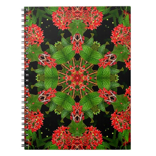 ヴィバーナムベリー万華鏡のように千変万化するパターン ノートブック (正面)