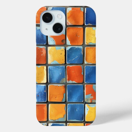 ヴィブラント・レトロ・モザイク・スクエアズ スマホケース Case-Mate iPhoneケース (裏面)
