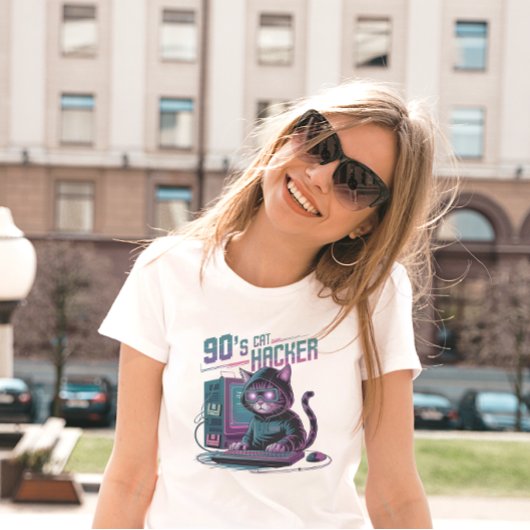 ヴィブラント レトロ 90年代 猫 ハッカー Tシャツ