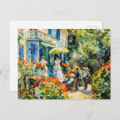 ヴィラの前の庭の人々のグループ シーズンポストカード (正面/裏面)