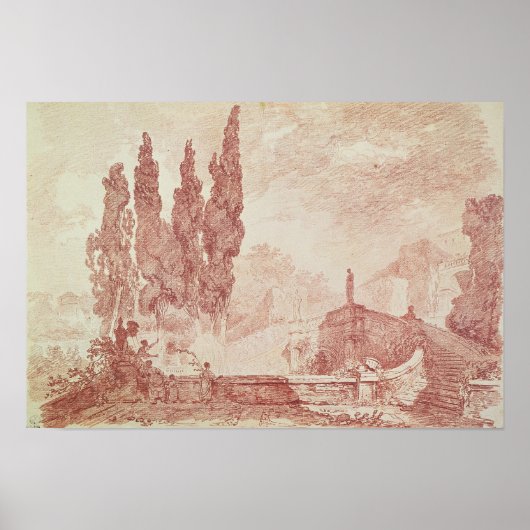 ヴィラデストの庭園の階段 ポスター (正面)