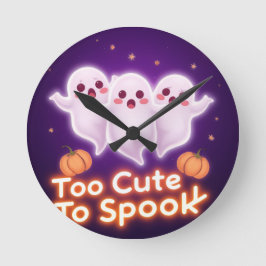 ヴィラル・スプーキー・キュート・ゴースト 👻 ハロウィンデザイン ラウンド壁時計