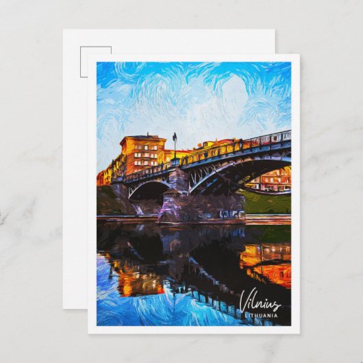 ヴィルニウスリトアニアビューティフル油ランドスケープ ポストカード (正面/裏面)