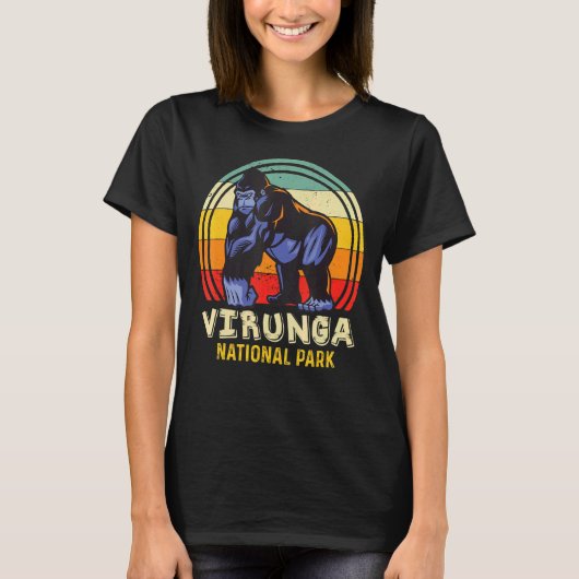 ヴィルンガ国立公園コンゴサファリゴリラアフリカ Tシャツ (正面)