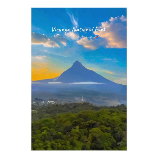 ヴィルンガ国立公園、コンゴ民主共和国 - 火山 フォトプリント            (正面)