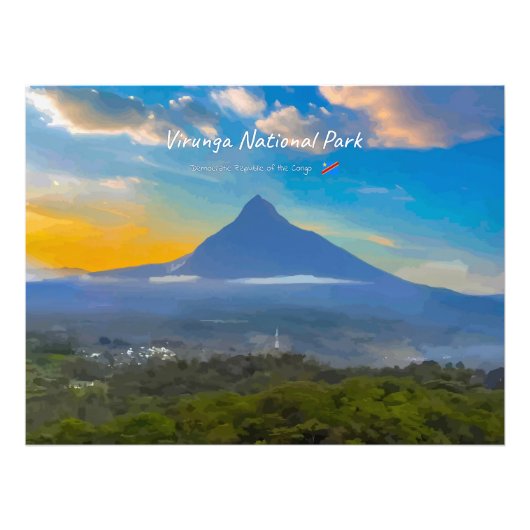 ヴィルンガ国立公園、コンゴ民主共和国 - 火山 フォトプリント            (正面)