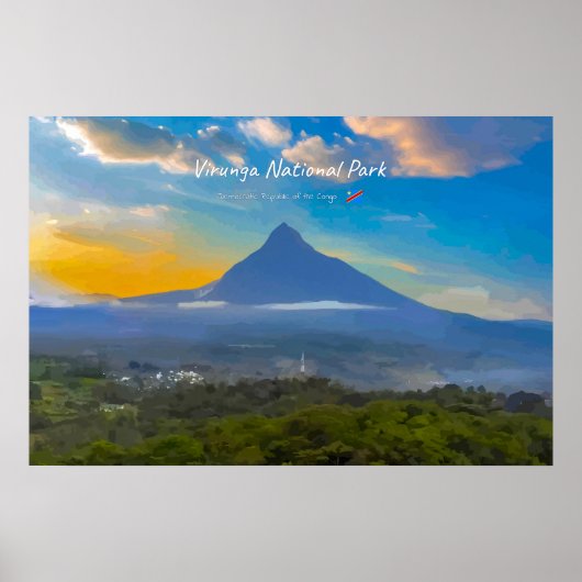 ヴィルンガ国立公園、コンゴ民主共和国 - 火山 ポスター (正面)