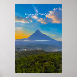 ヴィルンガ国立公園、コンゴ民主共和国 - 火山 ポスター
