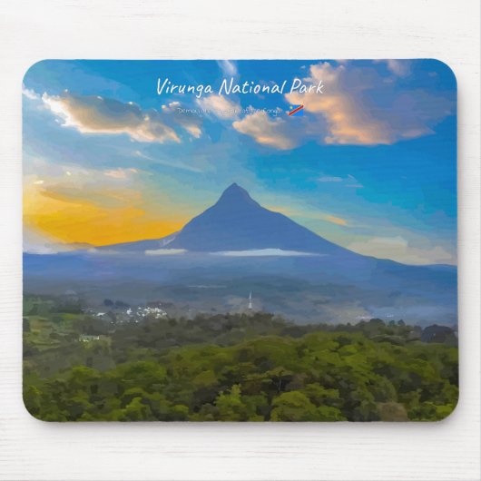 ヴィルンガ国立公園、コンゴ民主共和国 - 火山 マウスパッド (正面)