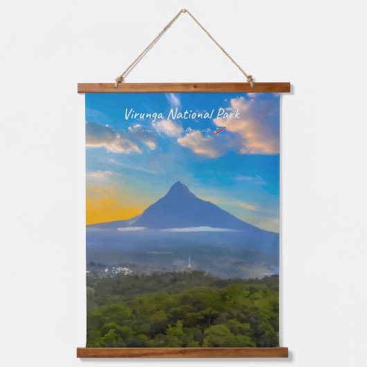 ヴィルンガ国立公園、コンゴ民主共和国 - 火山 吊り下げ型タペストリー (正面)