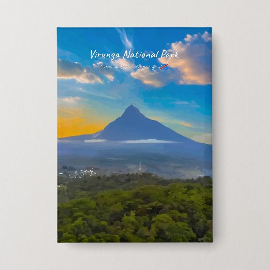 ヴィルンガ国立公園、コンゴ民主共和国 - 火山 缶バッジ (正面)