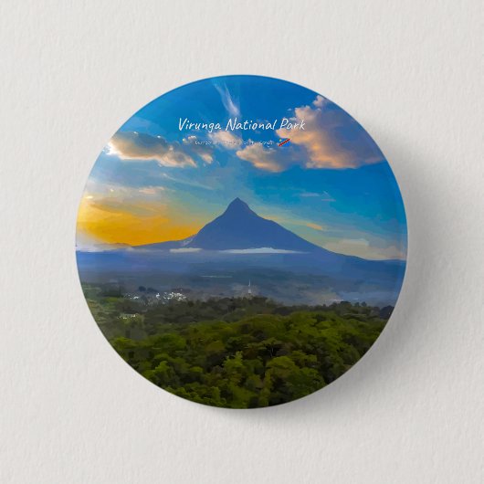 ヴィルンガ国立公園、コンゴ民主共和国 - 火山 缶バッジ (正面)