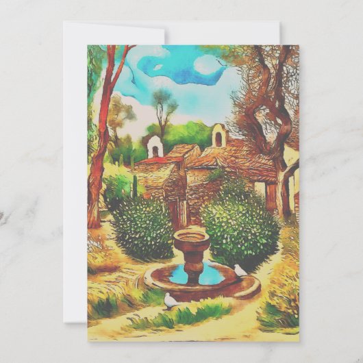 ヴィレカラフル素朴ッジファウンテンメキシ結婚カン 招待状 (裏面)