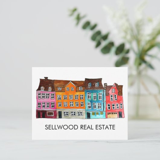 ヴィレッジウォーターカラー実在エステートブローカーエージェントLeasin ポストカード (スタンド正面)