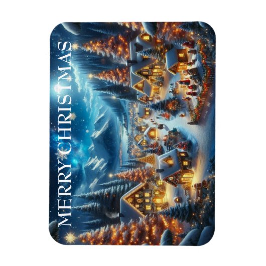 ヴィレッジスノーシ絵を描ーンのクリスマス マグネット (縦)