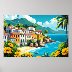 ヴィレッジハウスイラストレーションウォーターカラースケッチ ポスター