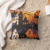 ヴィレッ幽霊のよく出るジ不気味パープルオレンジハロウィーン クッション (ブランケット)