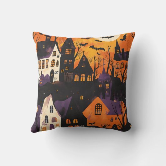 ヴィレッ幽霊のよく出るジ不気味パープルオレンジハロウィーン クッション (裏面)