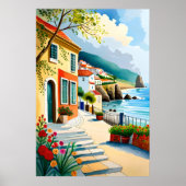 ヴィレッ絵画ジズオンビーチクリフ飾フ花 ポスター (正面)