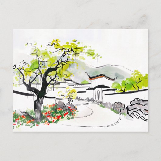 ヴィレ中国のッジビューウィズ伝統的ル ポストカード (正面)