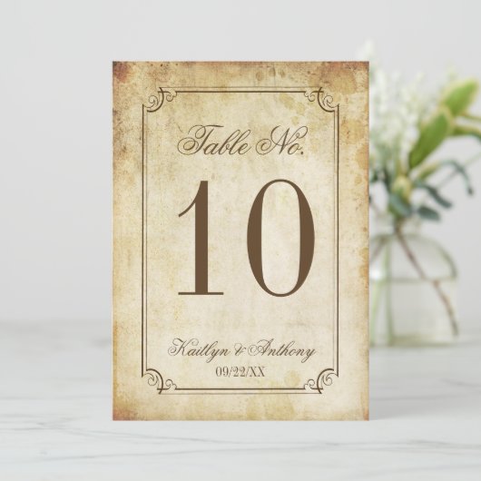 ヴィンエレガントテージ結婚式のテーブル番号カード 招待状 (スタンド正面)